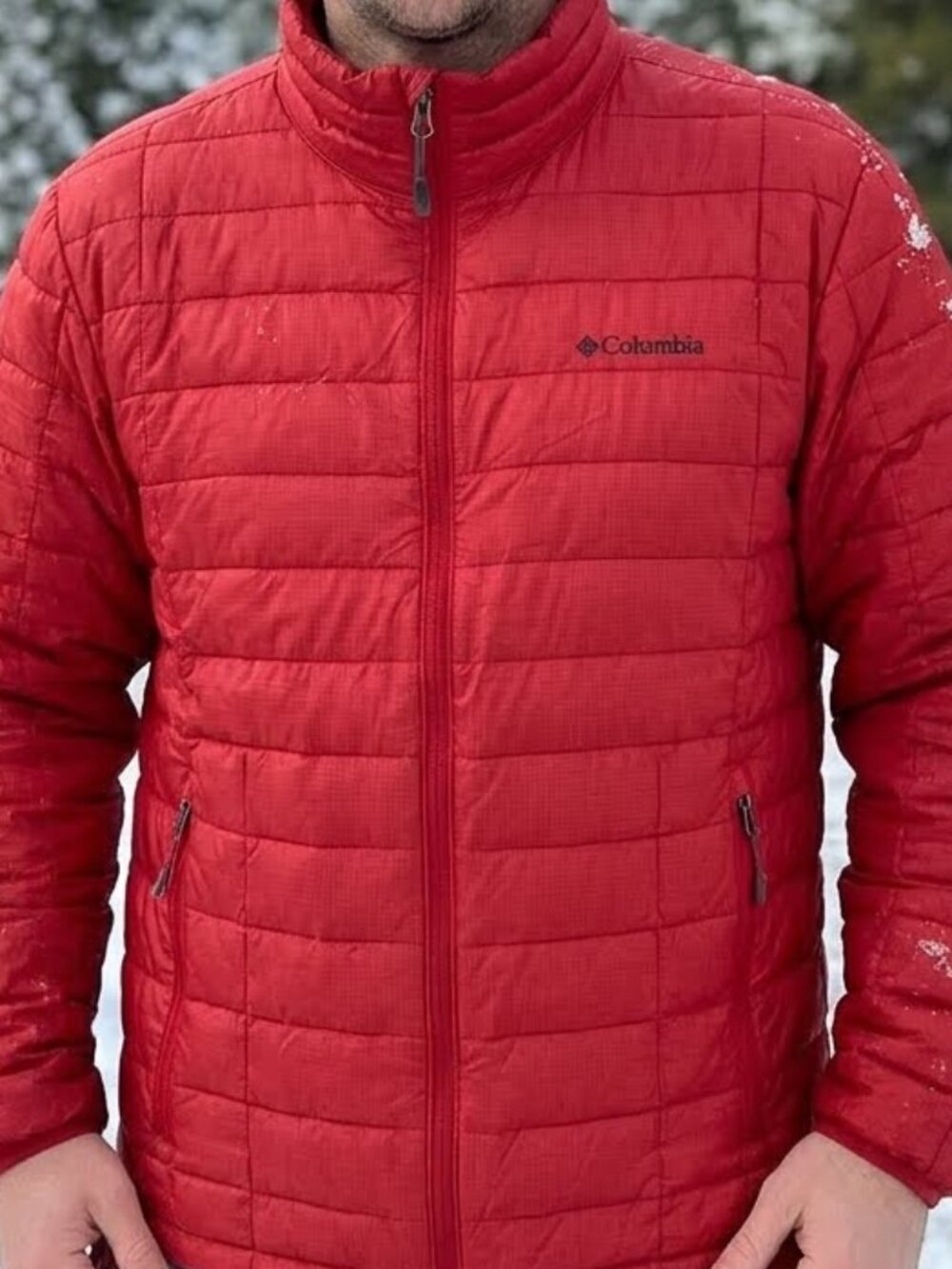 Columbia Men's Quilted Puffer Red Duck Down Fill Red Jacket Red Size XL